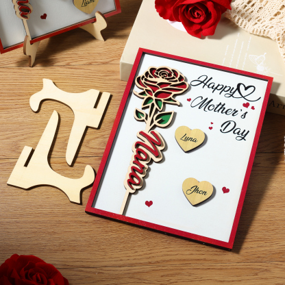 À Maman - Plaque en bois Personnalisé avec 2 Prénoms et 2 Textes Décoration Rose pour Maman | Jessemade