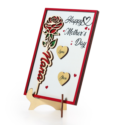 À Maman - Plaque en bois Personnalisé avec 2 Prénoms et 2 Textes Décoration Rose pour Maman | Jessemade
