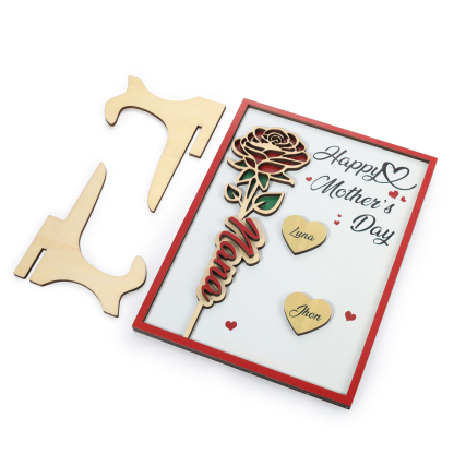 À Maman - Plaque en bois Personnalisé avec 2 Prénoms et 2 Textes Décoration Rose pour Maman | Jessemade