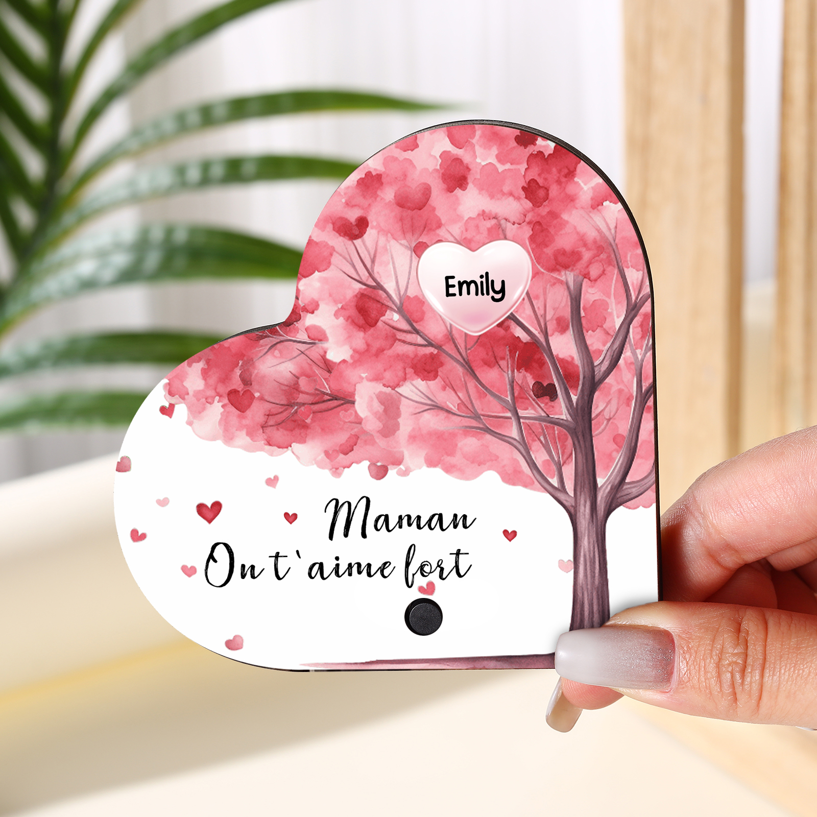 À Maman - Aimant Frigo Musical en forme de Coeur Personnalisé avec 1 Prénom et Texte Aimant De Réfrigérateur pour Femme | Jessemade