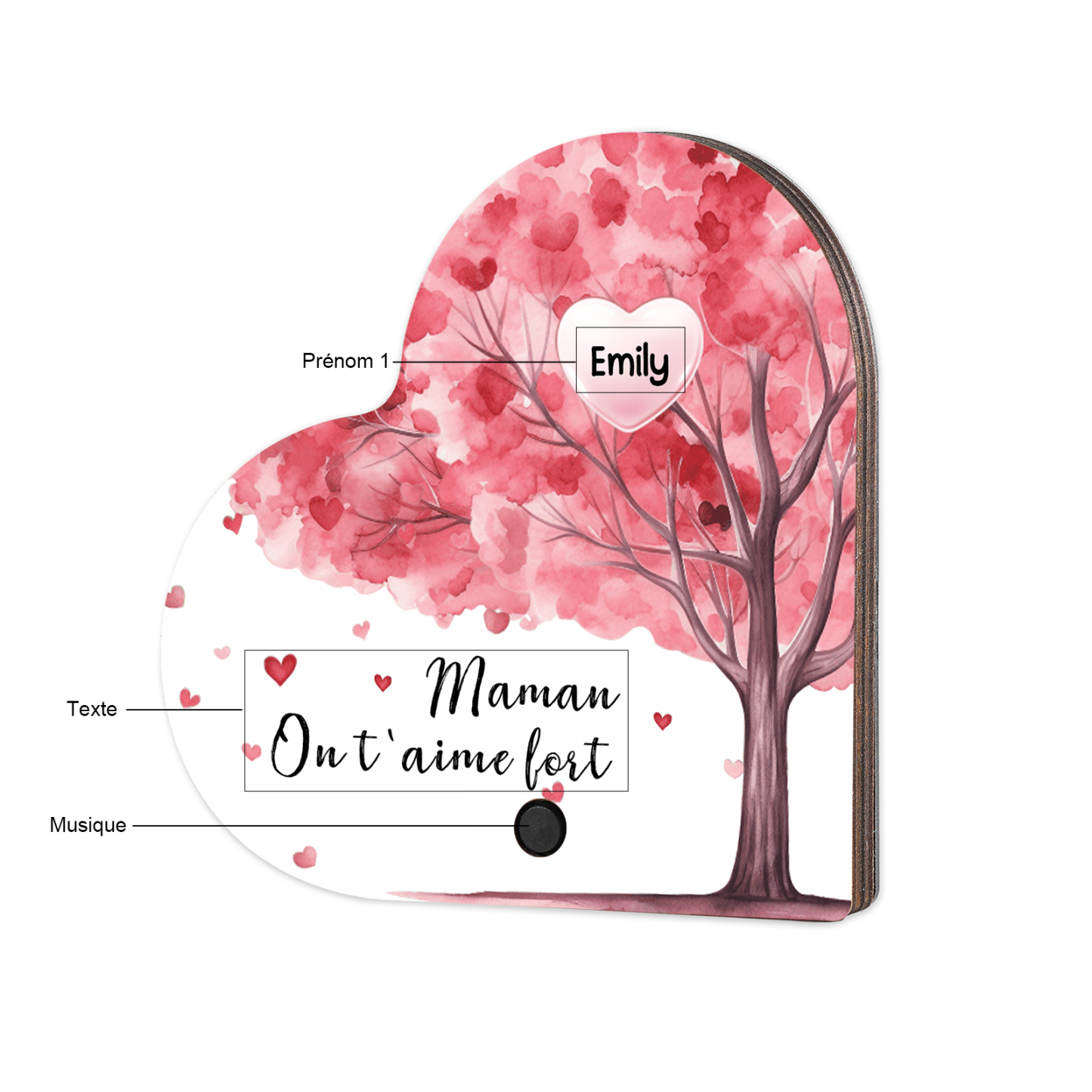 À Maman - Aimant Frigo Musical en forme de Coeur Personnalisé avec 1 Prénom et Texte Aimant De Réfrigérateur pour Femme | Jessemade