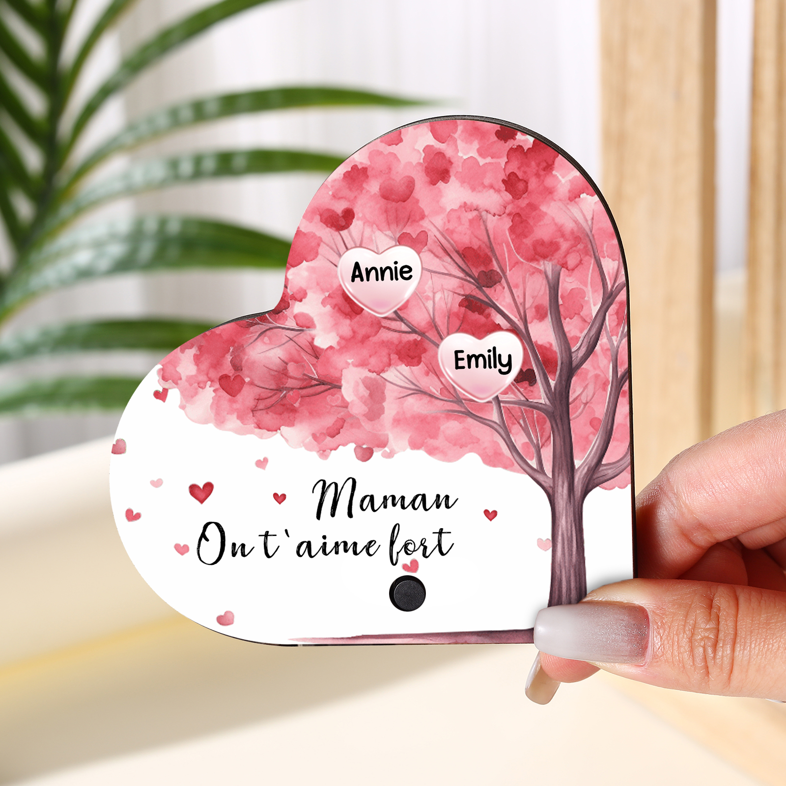 À Maman - Aimant Frigo Musical en forme de Coeur Personnalisé avec 2 Prénoms et Texte Aimant De Réfrigérateur pour Femme | Jessemade