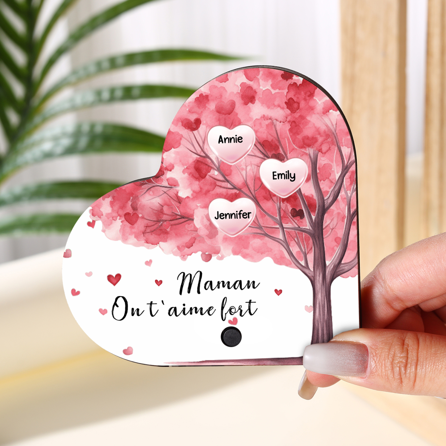 À Maman - Aimant Frigo Musical en forme de Coeur Personnalisé avec 3 Prénoms et Texte Aimant De Réfrigérateur pour Femme | Jessemade
