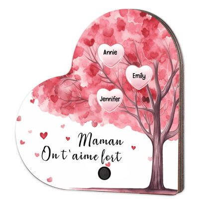 À Maman - Aimant Frigo Musical en forme de Coeur Personnalisé avec 3 Prénoms et Texte Aimant De Réfrigérateur pour Femme | Jessemade