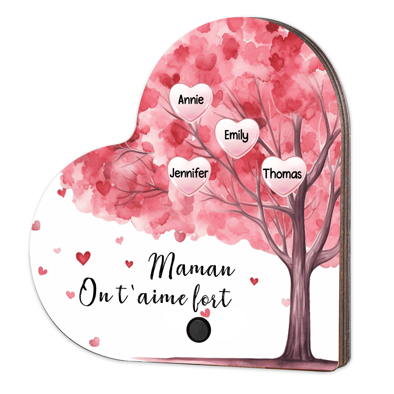 À Maman - Aimant Frigo Musical en forme de Coeur Personnalisé avec 4 Prénoms et Texte Aimant De Réfrigérateur pour Femme | Jessemade