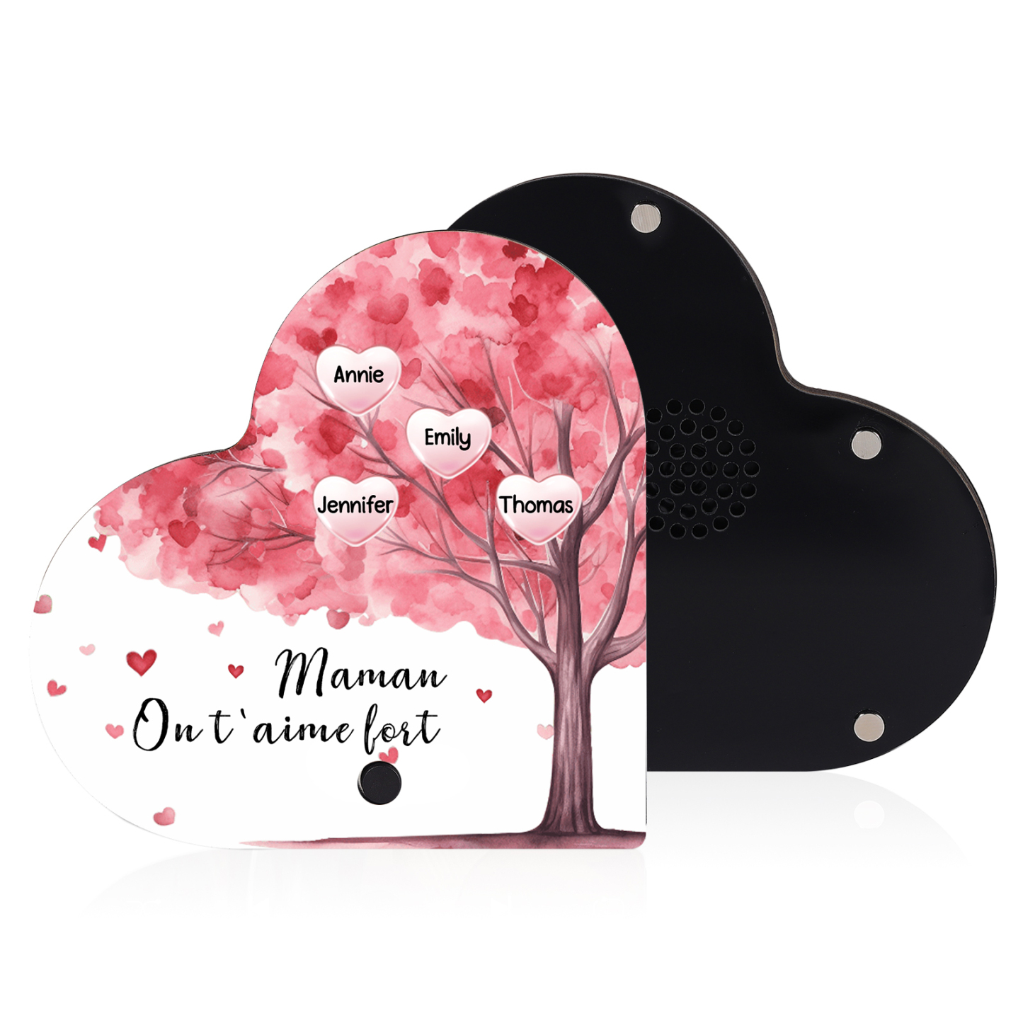 À Maman - Aimant Frigo Musical en forme de Coeur Personnalisé avec 4 Prénoms et Texte Aimant De Réfrigérateur pour Femme | Jessemade