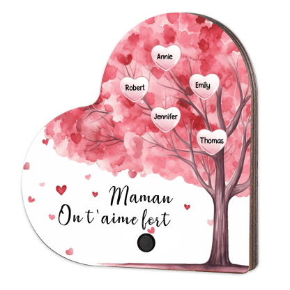 À Maman - Aimant Frigo Musical en forme de Coeur Personnalisé avec 5 Prénoms et Texte Aimant De Réfrigérateur pour Femme | Jessemade