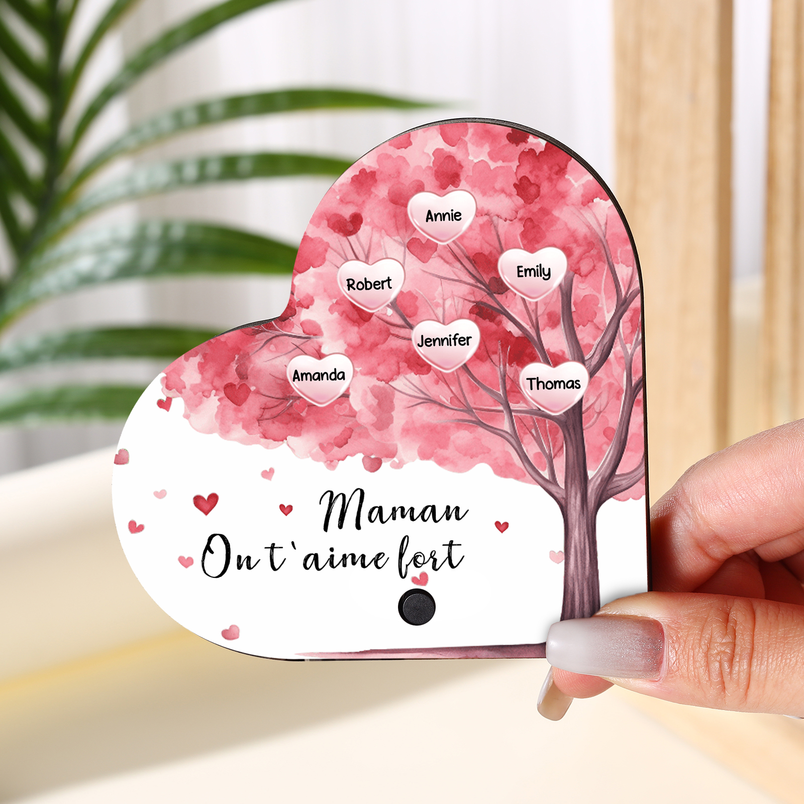 À Maman - Aimant Frigo Musical en forme de Coeur Personnalisé avec 6 Prénoms et Texte Aimant De Réfrigérateur pour Femme | Jessemade