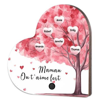 À Maman - Aimant Frigo Musical en forme de Coeur Personnalisé avec 6 Prénoms et Texte Aimant De Réfrigérateur pour Femme | Jessemade