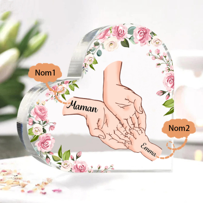 À Maman/Mamie - Plaque Acrylique en forme de Coeur 2 Prénoms Personnalisés Cadeau Personnalisable pour Maman/Mamie  | Jessemade