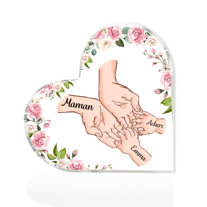 À Maman/Mamie - Plaque Acrylique en forme de Coeur 3 Prénoms Personnalisés Cadeau Personnalisable pour Maman/Mamie  | Jessemade