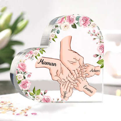 À Maman/Mamie - Plaque Acrylique en forme de Coeur 4 Prénoms Personnalisés Cadeau Personnalisable pour Maman/Mamie  | Jessemade