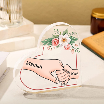 À Maman/Mamie - Plaque Coeur en Acrylique 2 Prénoms Personnalisés Cadeau Personnalisable pour Maman/Mamie  | Jessemade