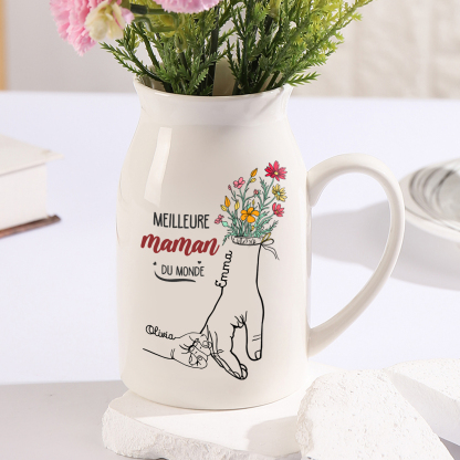 Vase en céramique personnalisé avec texte et prénoms – Cadeau unique pour maman | Jessemade