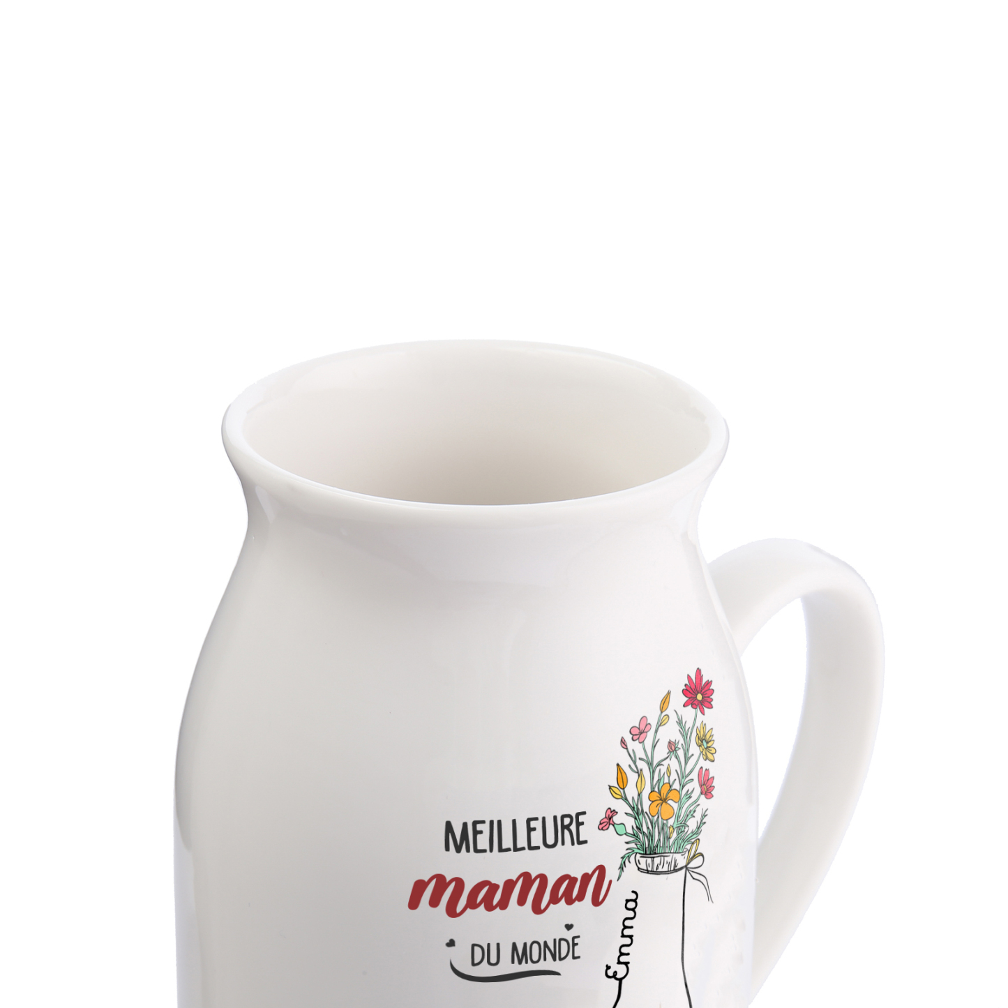 À Maman - Vase à Fleurs Personnalisé avec 2 Prénoms et 1 Texte la Main dans la Main Décoration de la Maison (sans plantes) | Jessemade