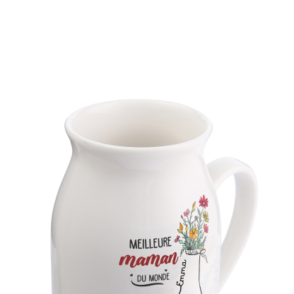 À Maman - Vase à Fleurs Personnalisé avec 2 Prénoms et 1 Texte la Main dans la Main Décoration de la Maison (sans plantes) | Jessemade