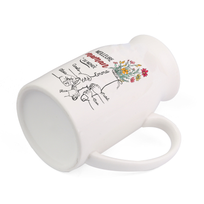 À Maman - Vase à Fleurs Personnalisé avec 6 Prénoms et 1 Texte la Main dans la Main Décoration de la Maison (sans plantes) | Jessemade