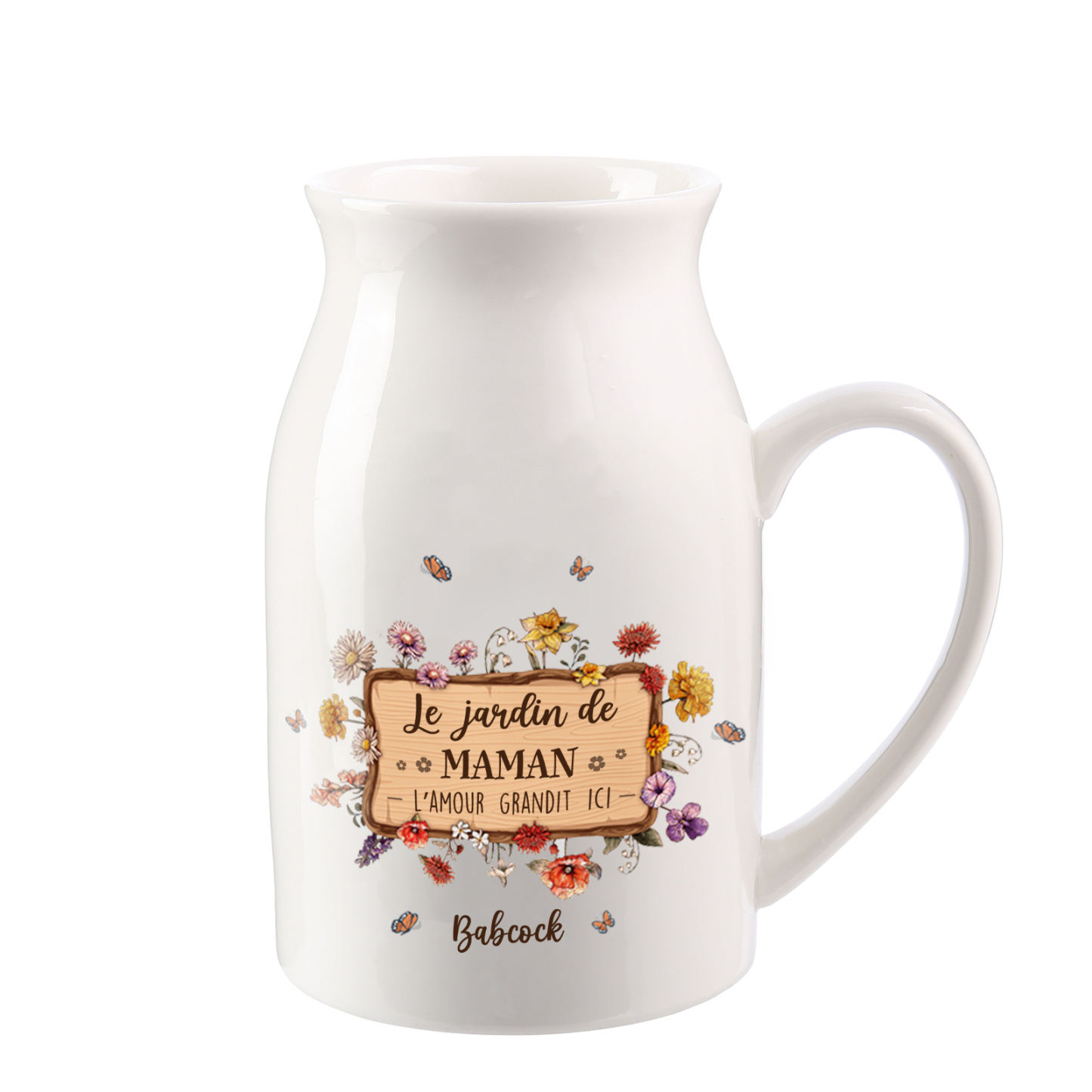 À Maman - Vase à Fleurs 1 Prénom Personnalisé avec 1 Texte Décoration de la Maison (sans plantes) | Jessemade