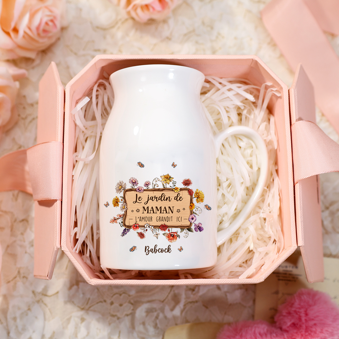 À Maman - Vase à Fleurs 1 Prénom Personnalisé avec 1 Texte Décoration de la Maison (sans plantes) | Jessemade
