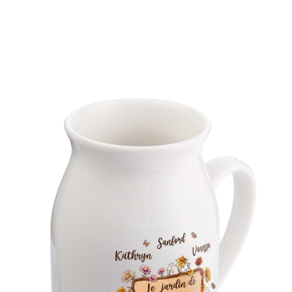 À Maman - Vase à Fleurs 5 Prénoms Personnalisés avec 1 Texte Décoration de la Maison (sans plantes) | Jessemade