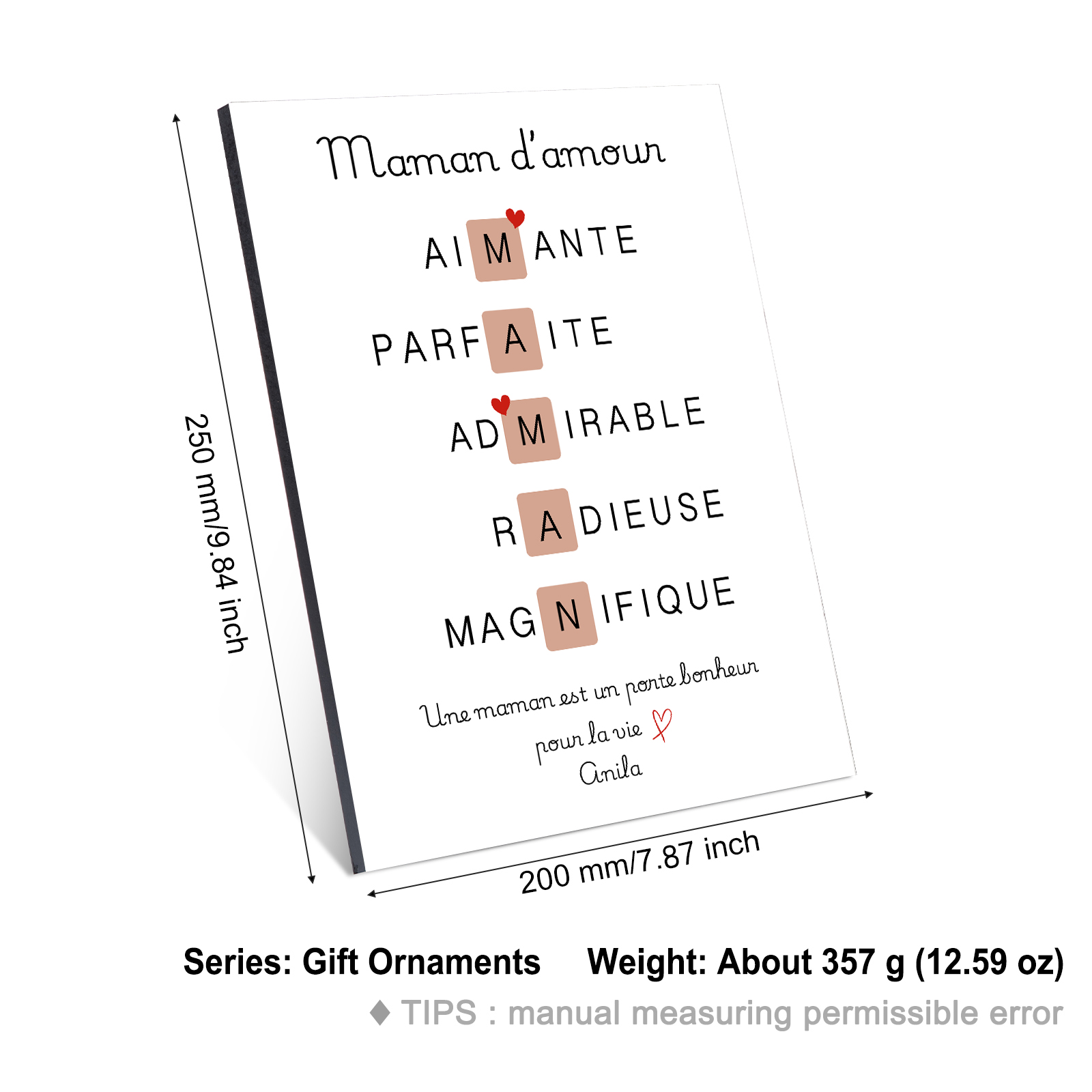 À ma Maman - Cadre en Bois Personnalisé avec Prénom Cadeau pour Mère | Jessemade