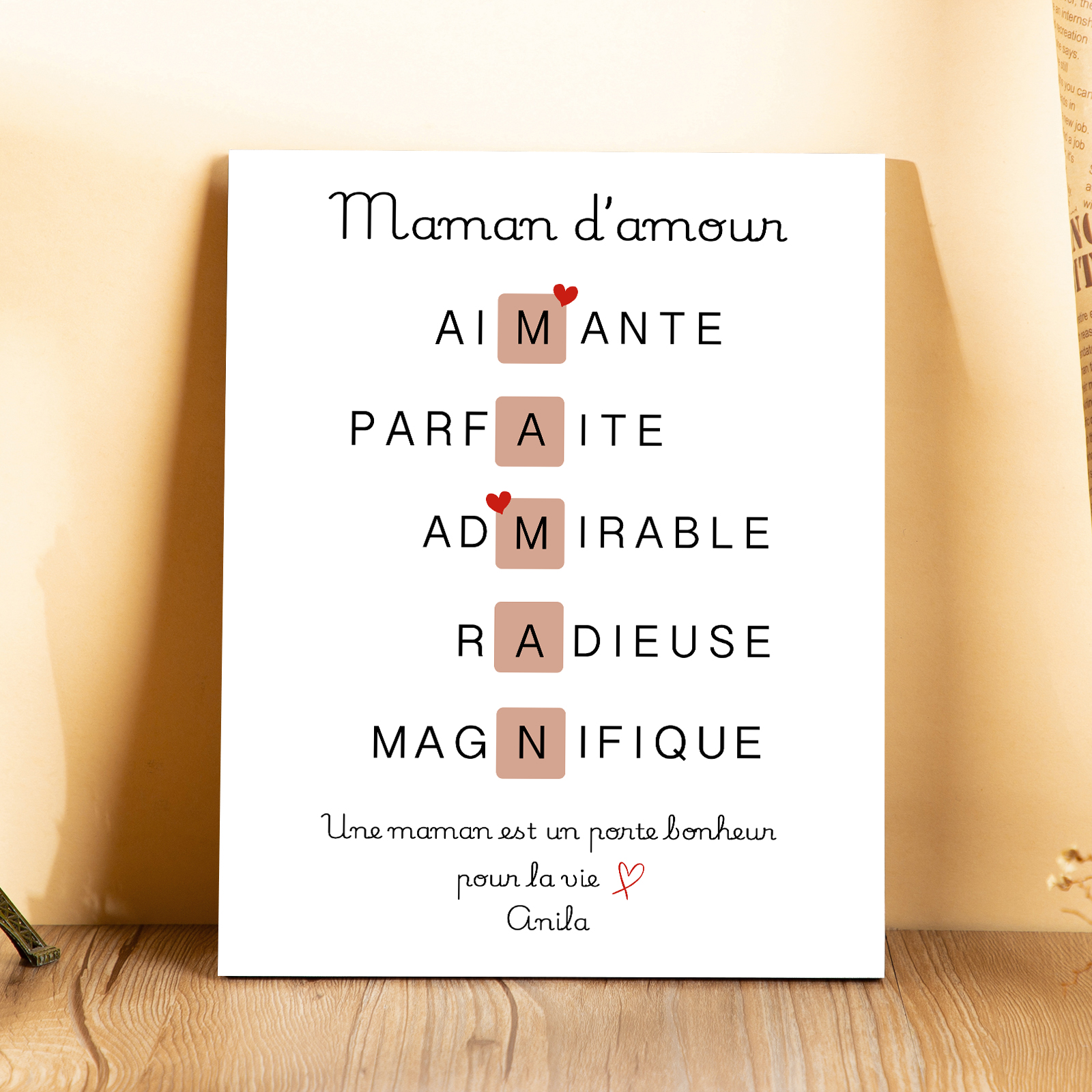 À ma Maman - Cadre en Bois Personnalisé avec Prénom Cadeau pour Mère | Jessemade