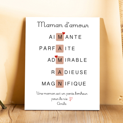 Tableau personnalisé Maman d’amour – Cadeau unique et émouvant | Jessemade