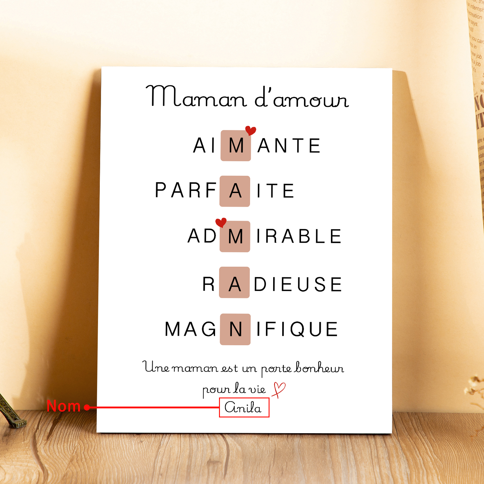 À ma Maman - Cadre en Bois Personnalisé avec Prénom Cadeau pour Mère | Jessemade