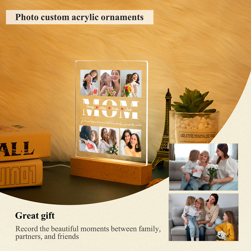 À Maman - Lampe LED Personnalisés avec 6 Photos et Textes Veilleuse Personnalisée pour Maman | Jessemade