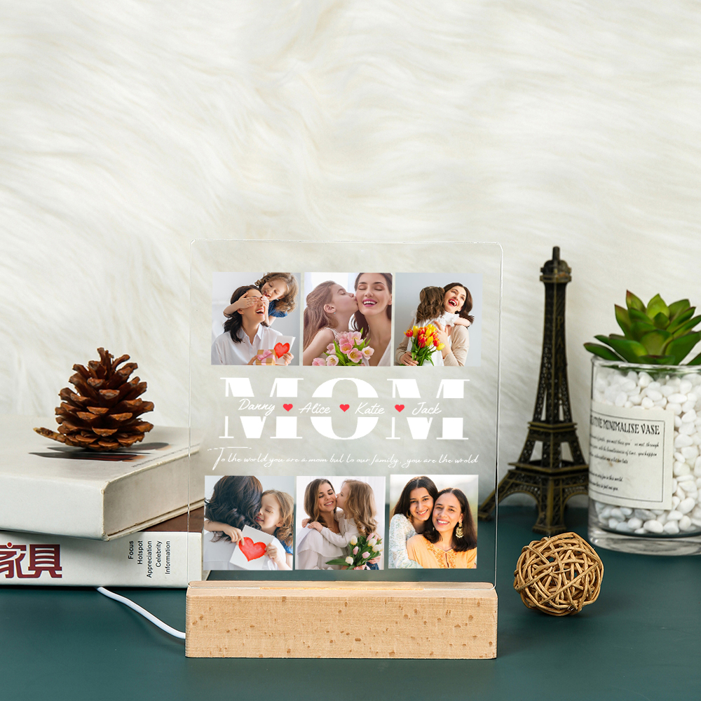 À Maman - Lampe LED Personnalisés avec 6 Photos et Textes Veilleuse Personnalisée pour Maman | Jessemade
