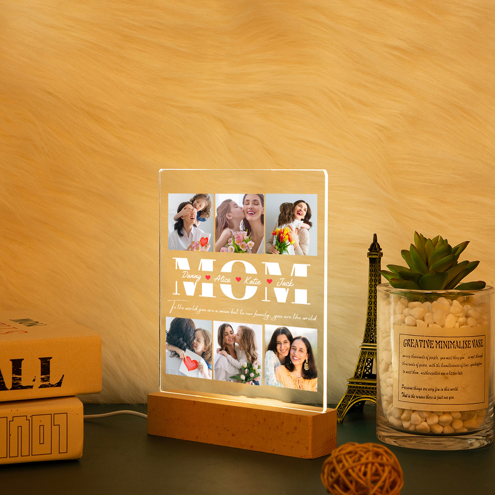 À Maman - Lampe LED Personnalisés avec 6 Photos et Textes Veilleuse Personnalisée pour Maman | Jessemade