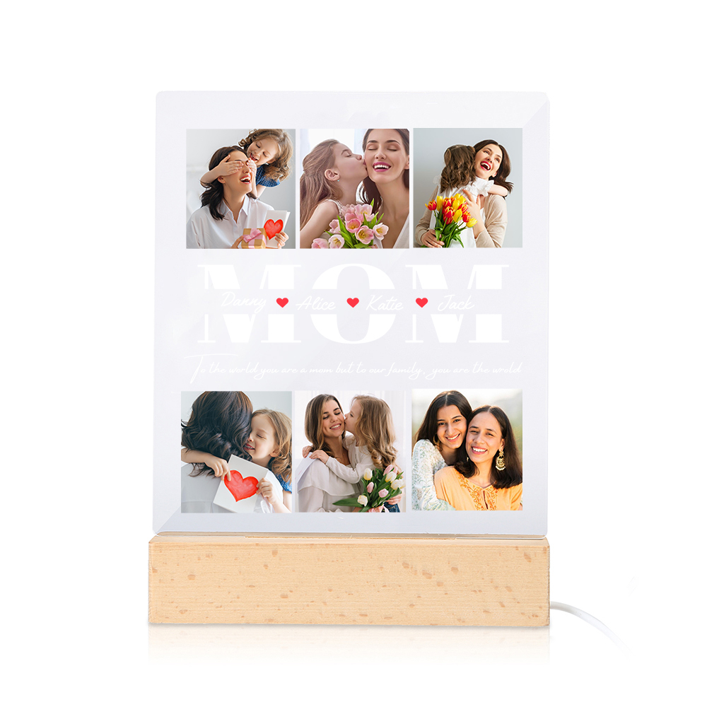 À Maman - Lampe LED Personnalisés avec 6 Photos et Textes Veilleuse Personnalisée pour Maman | Jessemade