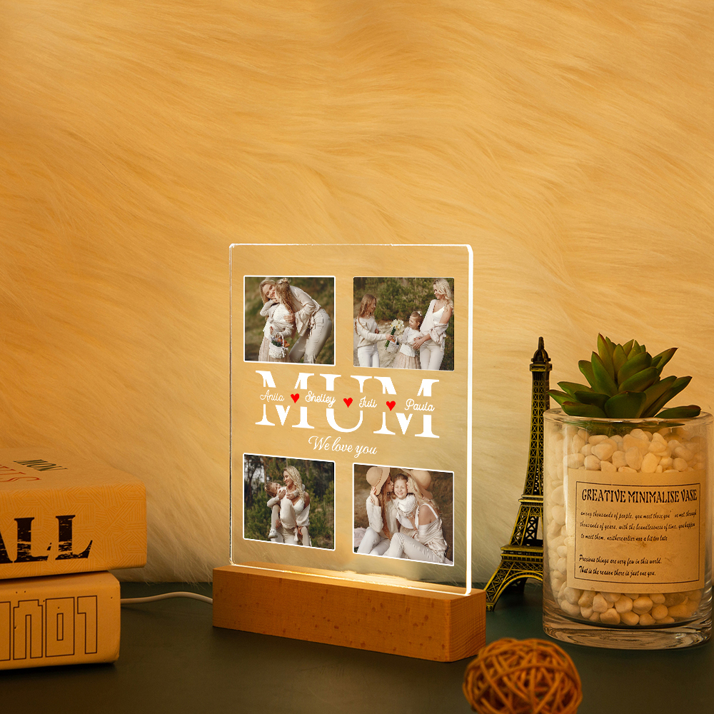 À Maman - Lampe LED Personnalisés avec 4 Photos et Textes Veilleuse Personnalisée pour Maman | Jessemade