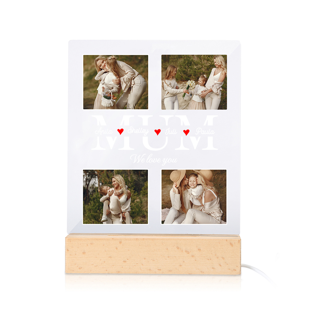 À Maman - Lampe LED Personnalisés avec 4 Photos et Textes Veilleuse Personnalisée pour Maman | Jessemade