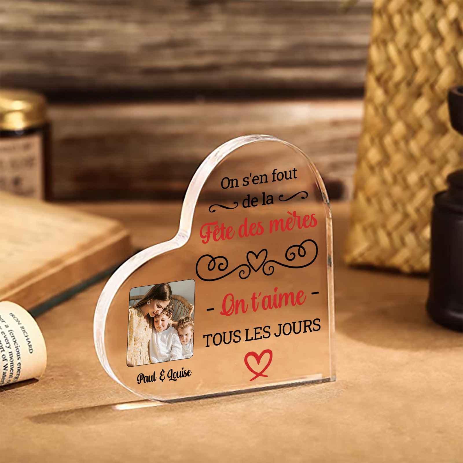 À Maman - Plaque Acrylique Coeur Personnalisé avec Photo et Texte Déco de Maison | Jessemade