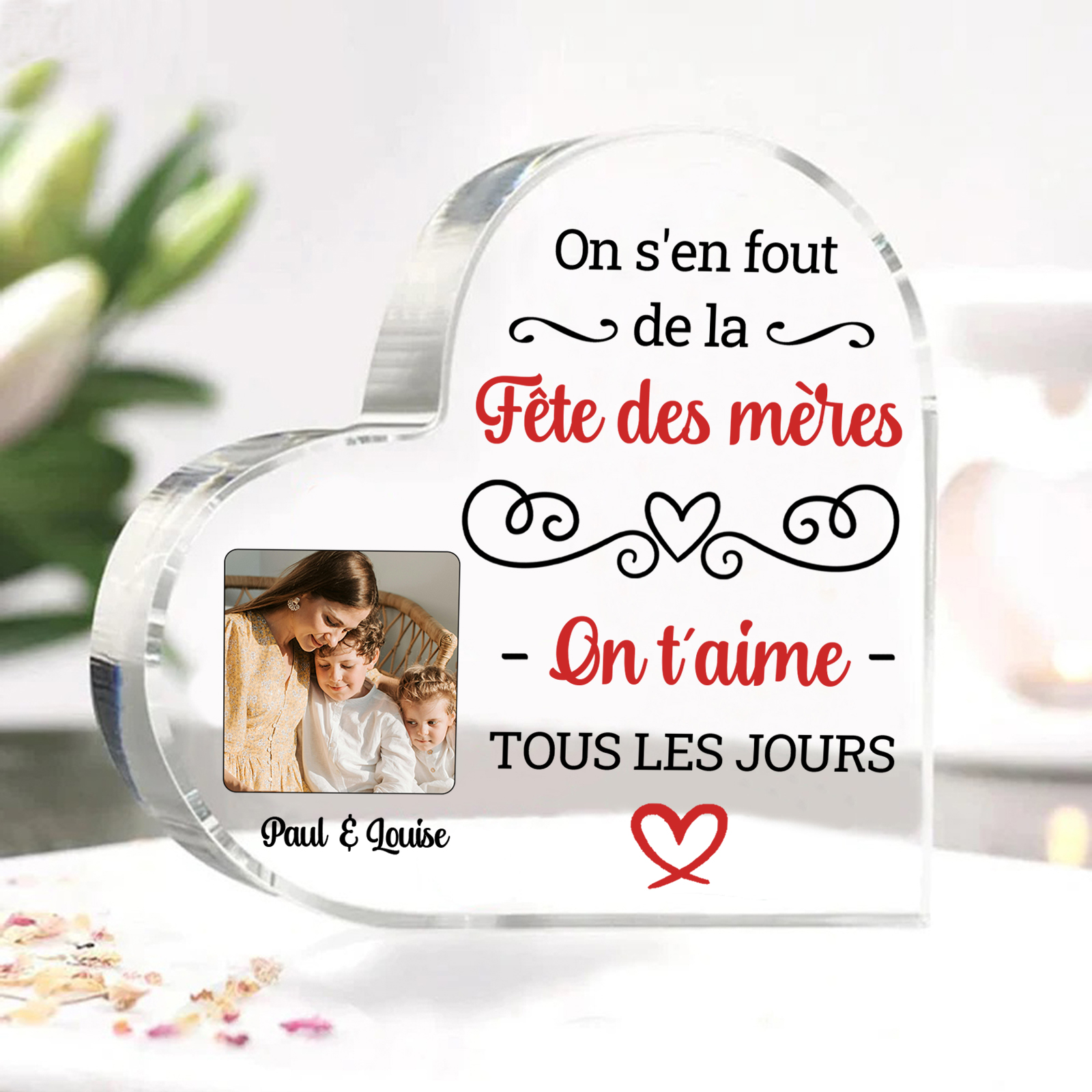 À Maman - Plaque Acrylique Coeur Personnalisé avec Photo et Texte Déco de Maison | Jessemade