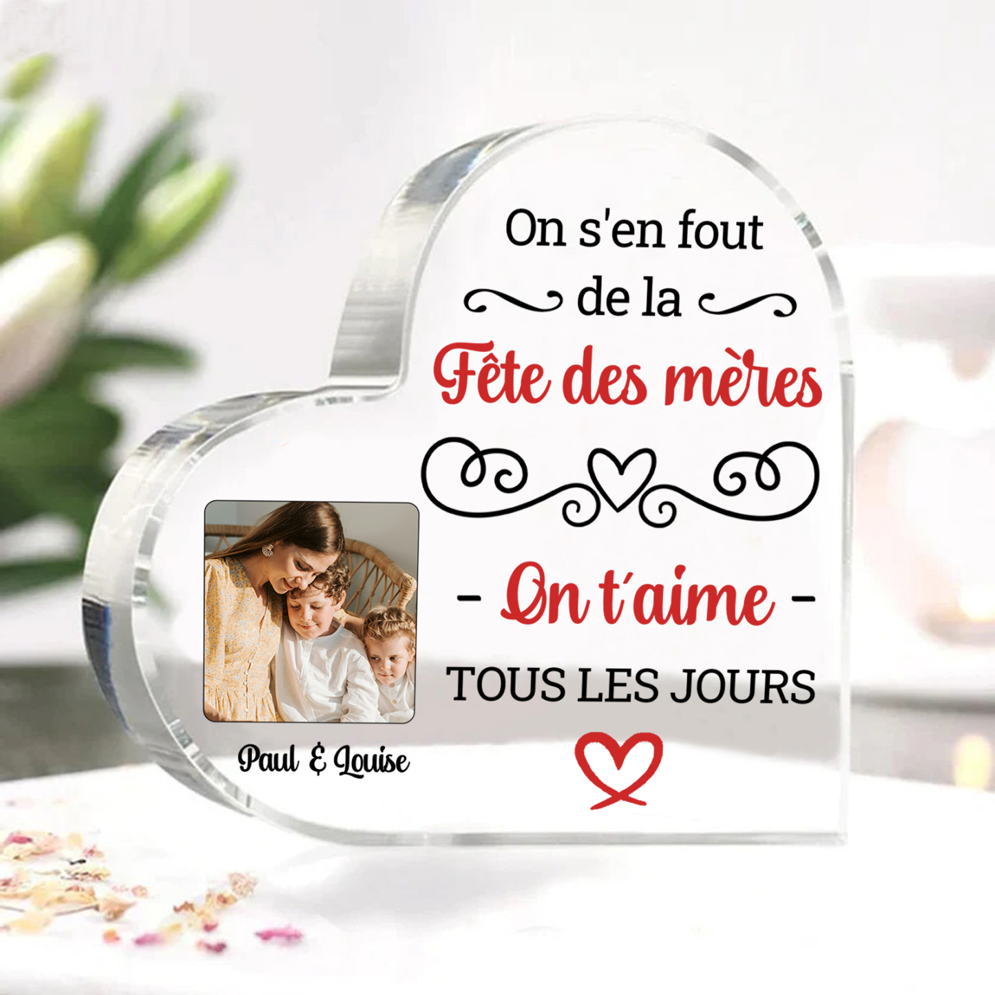 À Maman - Plaque Acrylique Coeur Personnalisé avec Photo et Texte Déco de Maison | Jessemade