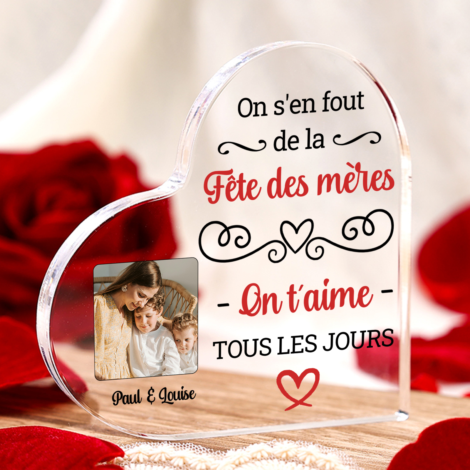 À Maman - Plaque Acrylique Coeur Personnalisé avec Photo et Texte Déco de Maison | Jessemade