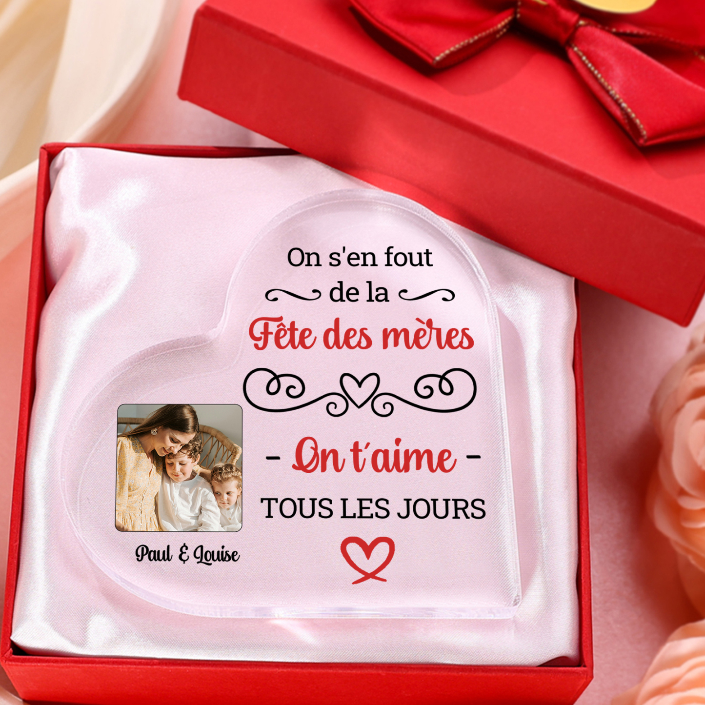 À Maman - Plaque Acrylique Coeur Personnalisé avec Photo et Texte Déco de Maison | Jessemade