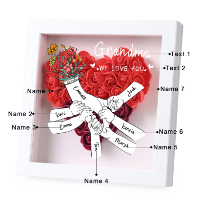 À ma Maman - Cadre photo Panneau de densité la main dans la main 7 Prénoms et 2 Texte Personnalisés Ornements Floral pour Famille