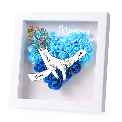 À ma Maman - Cadre photo Panneau de densité la main dans la main 3 Prénoms et 2 Texte Personnalisés Ornements Floral pour Famille