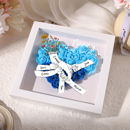 À ma Maman - Cadre photo Panneau de densité la main dans la main 6 Prénoms et 2 Texte Personnalisés Ornements Floral pour Famille