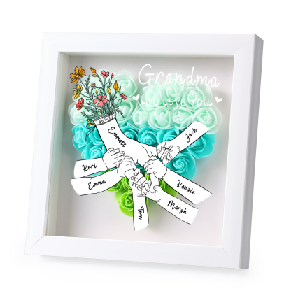 À ma Maman - Cadre photo Panneau de densité la main dans la main 7 Prénoms et 2 Texte Personnalisés Ornements Floral pour Famille