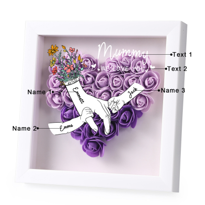À ma Maman - Cadre photo Panneau de densité la main dans la main 4 Prénoms et 2 Texte Personnalisés Ornements Floral pour Famille