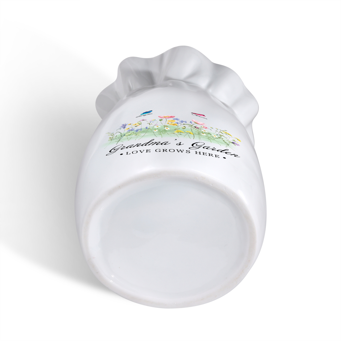 À Maman/Mamie - Vase en Céramique Personnalisés avec 2-6 Prénoms et 2 Textes Vase 4 Motif Papillons Colorés (sans fleurs) | Jessemade