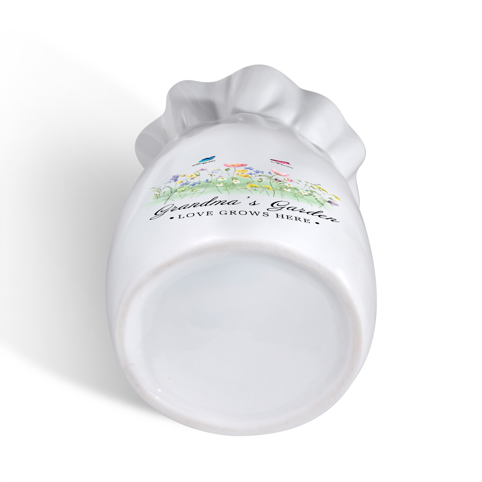 À Maman/Mamie - Vase en Céramique Personnalisés avec 2-6 Prénoms et 2 Textes Vase 4 Motif Papillons Colorés (sans fleurs) | Jessemade