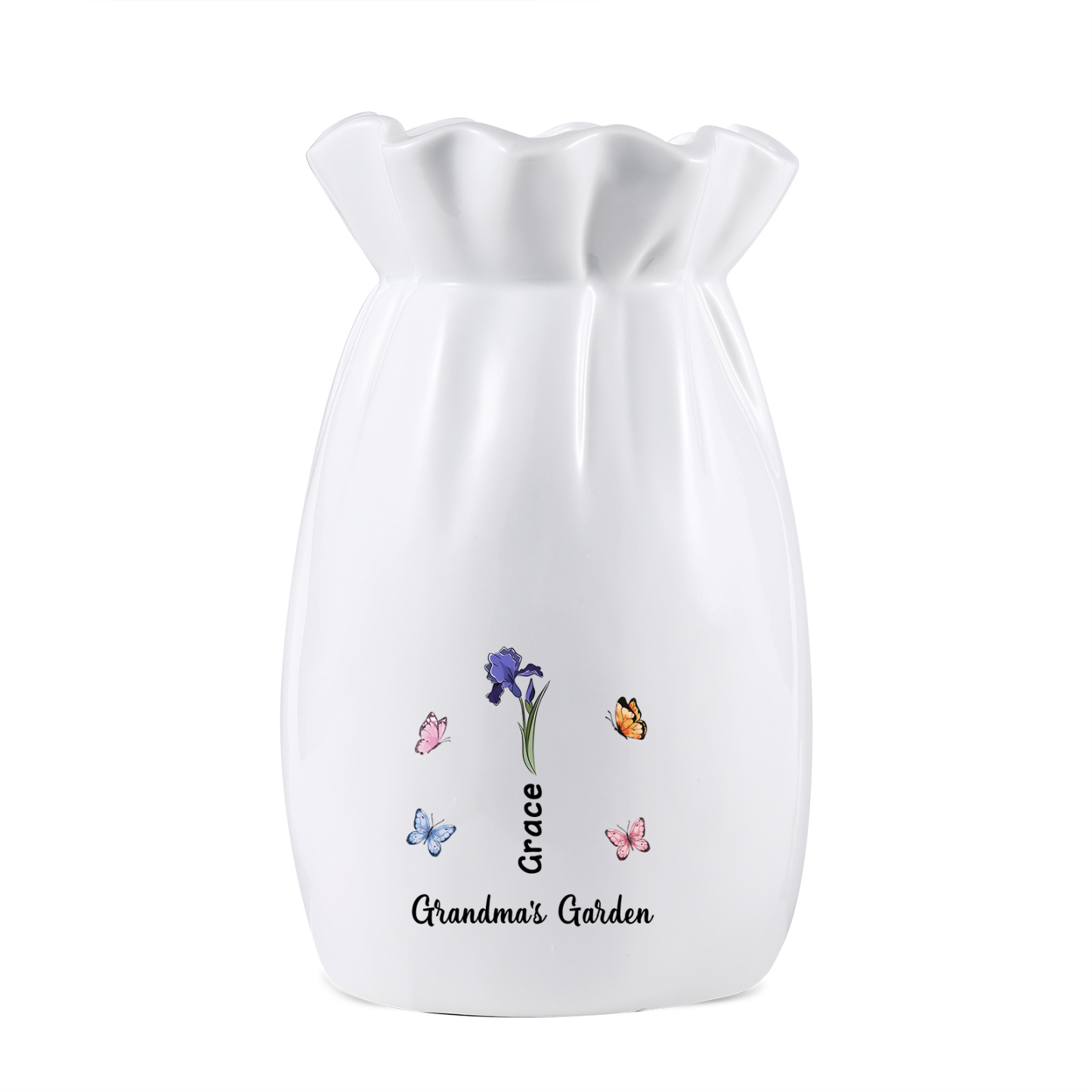 À Maman/Mamie - Vase en Céramique Personnalisés avec 1-6 Prénoms,1-6 Fleurs et 1 Texte Vase (sans fleurs) | Jessemade