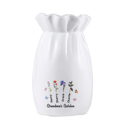 À Maman/Mamie - Vase en Céramique Personnalisés avec 1-6 Prénoms，1-6 Fleurs et 1 Texte Vase  (sans fleurs) | Jessemade