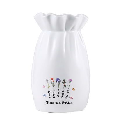 À Maman/Mamie - Vase en Céramique Personnalisés avec 1-6 Prénoms，1-6 Fleurs et 1 Texte Vase  (sans fleurs) | Jessemade
