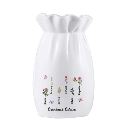 À Maman/Mamie - Vase en Céramique Personnalisés avec 1-6 Prénoms，1-6 Fleurs et 1 Texte Vase  (sans fleurs) | Jessemade